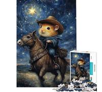Rompecabezas para Adultos 1000 Piezas hámster Vaquero bajo Las Estrellas Rompecabezas para Adultos Juguetes de Bricolaje desafío difícil Oferta como Regalo para Toda la Familia (tamaño 38x26cm)