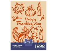 Rompecabezas para Adultos 1000 Piezas Happy Thanksgiving Hand-Drawn Illustration Rompecabezas para Adultos Juegos Familiares Carrera De Velocidad Manual Cumpleaños 70x50cm/1000pcs