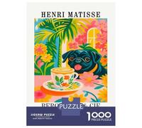 Rompecabezas para Adultos 1000 Piezas Henri Matisse Pug and Coffee Art Rompecabezas para Adultos Juego Práctico Difícil Difícil Diversión En Casa Actividades, 52x38cm/1000pcs