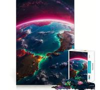 Rompecabezas para Adultos 1000 Piezas Hermosa Tierra Vista Desde el Espacio Arte de Corte preciso Juego Creativo Juguete Tiempo de Juego Relajante Escena navideña Arte (50x75cm)