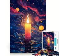 Rompecabezas para Adultos,1000 Piezas,Hermosa Vela encendida,Arte de Corte preciso,Juego Creativo,Juguete,Tiempo de Juego Relajante,Escena navideña,Arte (38x26cm)