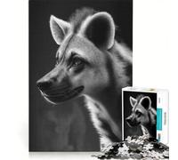 Rompecabezas para Adultos, 1000 Piezas, Hiena en Blanco y Negro, Juego Familiar, decoración del hogar, con Piezas de Formas aleatorias Que encajan Perfectamente 50x75cm