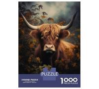 Rompecabezas para Adultos 1000 Piezas Highland Cow in Foliage Rompecabezas para Adultos Juegos Divertidos Decoración del Hogar Actividades Divertidas En Casa 38x26cm/1000pcs