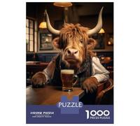Rompecabezas para Adultos 1000 Piezas Highland Cow in The Tavern Rompecabezas Juegos para Relajarse Vacaciones En Casa Matar El Tiempo Actividades Divertidas En Casa 38x26cm/1000pcs