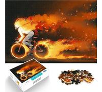 Rompecabezas para Adultos 1000 Piezas Hombre conduciendo una Bicicleta de Bomberos para divertirse en Familia Gran Regalo 52x38cm