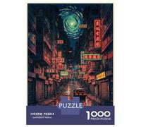 Rompecabezas para Adultos 1000 Piezas Hong Kong Nights Neon Street Scene Rompecabezas para Adultos Juegos Familiares Carrera De Velocidad Manual Cumpleaños 70x50cm/1000pcs