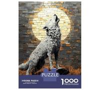 Rompecabezas para Adultos 1000 Piezas Howling Wolf Under Moonlight - Bold Impasto Artwork Rompecabezas para Adultos Juegos Relajantes Regalos para Mujeres Juegos Desafiantes Regalos 70x50cm/1000pcs