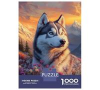 Rompecabezas para Adultos 1000 Piezas Husky in Wildflowers Rompecabezas para Adultos Juegos Relajantes Regalos para Mujeres Juegos Desafiantes Regalos 52x38cm/1000pcs