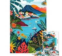 Rompecabezas para Adultos 1000 Piezas ilustración de Las Islas Eolias Italia Rompecabezas para Adolescentes antiestrés difícil y desafiante Juguetes educativos 38x26cm