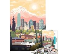 Rompecabezas para Adultos 1000 Piezas ilustración de Paisaje Urbano de Santiago de Chile Juego práctico Que desafía la Inteligencia Cerebral Juguetes adictivos Regalos de cumpleaños para Mujeres