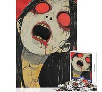 Rompecabezas para Adultos 1000 Piezas Ilustración de Terror de una Mujer Decoración del hogar Juguetes Gran Regalo Juego Familiar Mejorar el Amor Entre Parejas Tamaño 38x52cm