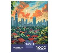Rompecabezas para Adultos, 1000 Piezas Jakarta, Indonesia Cityscape Illustration Rompecabezas para Adolescentes, Juguete, Decoración De Pared, Regalos para Amigos Y Familiares 38x26cm/1000pcs