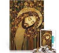 Rompecabezas para Adultos 1000 Piezas Jesucristo al Estilo de Gustav Klimt Montaje de Patrones con póster a Juego y Hoja de Trivia 38x26cm