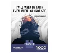 Rompecabezas para Adultos 1000 Piezas Jesus I Will Walk Rompecabezas Juguete Decoración De Pared Vacaciones En Casa Matar El Tiempo Juego Desafiante Regalos 38x26cm/1000pcs