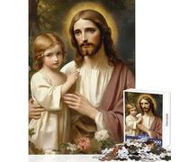 Rompecabezas para Adultos 1000 Piezas Jesús y el niño Juguetes de Bricolaje Gran Regalo para Juegos Juegos relajantes Interacción Entre Padres e Hijos Tamaño 38x26cm