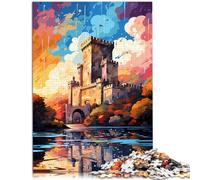 Rompecabezas para adultos, 1000 piezas, juego de preguntas sobre el castillo de Bunratty de 19.7 x 29.5 pulgadas, con póster a juego y hoja de preguntas para adolescentes de 14 años en adelante