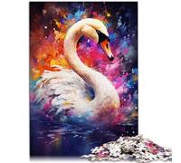 Rompecabezas para adultos, 1000 piezas, juego de rompecabezas de cisne de pintura de 10.3 x 14.9 pulgadas con piezas totalmente entrelazadas de forma aleatoria