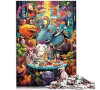 Rompecabezas para adultos, 1000 piezas, juego de rompecabezas de fiesta de animales, 10.3 x 14.9 pulgadas, regalos secretos de Papá Noel, adecuado para adolescentes de 14 años en adelante