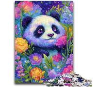 Rompecabezas para Adultos, 1000 Piezas, Juego Familiar de Pandas con Flores, antiestrés, desafío difícil, Regalo de Amigo Secreto, 50x75cm