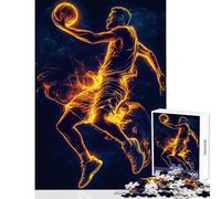 Rompecabezas para Adultos 1000 Piezas Jugador de Baloncesto en Llamas Juguete Educativo Regalo de cumpleaños Juegos Divertidos fomenta el Amor Entre Parejas tamaño 50x75cm