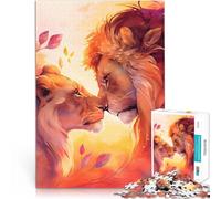 Rompecabezas para Adultos 1000 Piezas Juntos por Siempre Amor de león Juego de Preguntas Decoración de Pared cumpleaños y Navidad 38x26cm