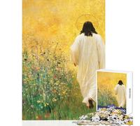 Rompecabezas para Adultos 1000 Piezas Klimt Jesús Caminando por el Campo Juguete Educativo Regalo de Amigo Secreto Juego Imposible con póster a Juego y Hoja de Trivia (tamaño 50x75cm)