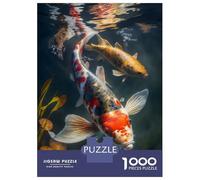 Rompecabezas para Adultos 1000 Piezas Koi Fish Peaceful Waters Rompecabezas Juguete Decoración De Pared Vacaciones En Casa Matar El Tiempo Juego Desafiante Regalos 38x26cm/1000pcs