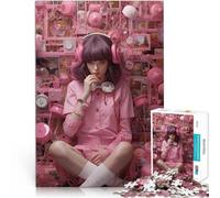 Rompecabezas para Adultos 1000 Piezas La Felicidad del Ruido Rosa Juguetes de Juego para Regalo Familiar Mejorar la Memoria 52x38cm