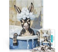 Rompecabezas para Adultos 1000 Piezas La Hora del baño del Burro Juguetes educativos de Aprendizaje Grandes Regalos y Juguetes 52x38cm