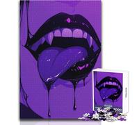 Rompecabezas para Adultos 1000 Piezas Labios de Vampiro morados Hermoso diseño Juego Decoración del hogar Regalo para cumpleaños Tamaño 38x26cm