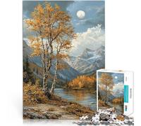 Rompecabezas para Adultos 1000 Piezas “Lago de montaña otoñal” Madera，para y a Partir de 14 años Juegos educativos Mejorar el Amor Entre Parejas。tamaño：50x75cm/19.68x29.52pulgada