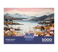 Rompecabezas para Adultos 1000 Piezas Landscape with Flowers and Mountains Rompecabezas para Adultos Juegos Divertidos Desafío Difícil Diversión En Casa Actividades, 70x50cm/1000pcs