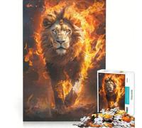 Rompecabezas para Adultos 1000 Piezas León Caminando Entre Las Llamas Juegos Familiares interacción Entre Padres e Hijos Regalos de Juegos desafiantes 38x52cm