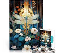 Rompecabezas para Adultos 1000 Piezas Libélula en un jardín Art Nouveau Rompecabezas Actividades Divertidas en casa, Regalos de cumpleaños, Regalos de Viaje, 38x26cm