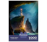 Rompecabezas para Adultos, 1000 Piezas Lighthouse Ocean Cliff Rompecabezas Juguetes Antiestrés Oferta De Regalo De Cumpleaños como Regalos para Toda La Familia 70x50cm/1000pcs