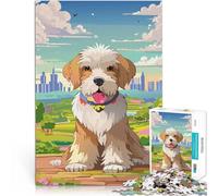 Rompecabezas para Adultos 1000 Piezas Lindo Perro en el Parque de la Ciudad Juguetes de Bricolaje Grandes Regalos y Juguetes 52x38cm