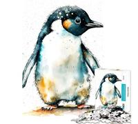 Rompecabezas para Adultos 1000 Piezas Lindos Rompecabezas de pingüinos en Acuarela Juguete Educativo Mejora la Memoria Regalo de cumpleaños obsequios (38x26cm)