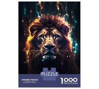 Rompecabezas para Adultos 1000 Piezas Lion Water Neon Cosmic Art Rompecabezas Juegos Relajantes Corte De Precisión Cumpleaños Y Navidad 52x38cm/1000pcs