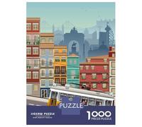 Rompecabezas para Adultos, 1000 Piezas Lisbon Travel Print Rompecabezas Juguetes Antiestrés Oferta De Regalo De Cumpleaños como Regalos para Toda La Familia 52x38cm/1000pcs