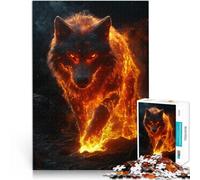 Rompecabezas para Adultos 1000 Piezas Lobo Alfa en Llamas Reducción del estrés Interesante Interacción Entre Padres e Hijos 38x26cm
