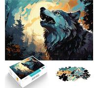 Rompecabezas para Adultos 1000 Piezas Lobo Aullando al Amanecer Juegos educativos Juguetes de Bricolaje Cumpleaños 38x26cm