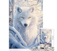 Rompecabezas para Adultos 1000 Piezas Lobo Blanco en Invierno Decoración del hogar Juguetes Gran Regalo Juego Familiar Mejorar el Amor Entre Parejas Tamaño 38x26cm