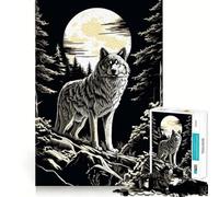 Rompecabezas para Adultos,1000 Piezas,Lobo Negro,Corte preciso,Juguete de construcción para concentrarse,Tiempo de Ocio,Juego artístico de cumpleaños 50x75cm