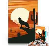 Rompecabezas para Adultos 1000 Piezas Lobo Solitario al Atardecer Entrena tu Cerebro y Tus Manos Decoración artística del hogar 38x26cm