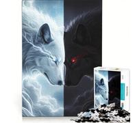 Rompecabezas para Adultos, 1000 Piezas, Lobos Duales Claros y Oscuros, Juego Familiar, Decoración del Hogar, con Piezas de Formas Al Azar Que Encajan a la perfección 50x75cm