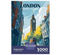 Rompecabezas para Adultos 1000 Piezas London, United Kingdom Cityscape Illustration Rompecabezas Juegos Relajantes Corte De Precisión Cumpleaños Y Navidad 38x26cm/1000pcs