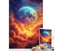 Rompecabezas para Adultos 1000 Piezas Luna Celestial sobre Nubes ardientes Juguete Educativo Regalo de cumpleaños Juegos Divertidos fomenta el Amor Entre Parejas tamaño 38x26cm
