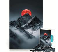 Rompecabezas para Adultos 1000 Piezas Luna de Sangre Montañas Nevadas Diversión con Piezas de Corte preciso,Juguete de construcción para concentrarse,Tiempo de Ocio,Juego artístico de cumpleaños