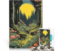 Rompecabezas para Adultos 1000 Piezas Luna Llena del Bosque Oscuro Juegos Divertidos para la Familia Lista de Deseos con Papá Noel 52x38cm