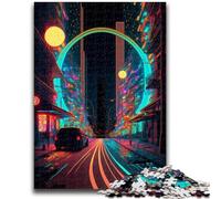 Rompecabezas para Adultos 1000 Piezas Luz de neón Calle Ayuda al Cerebro a ejercitar Juguetes adictivos para Cultivar la Paciencia Una Obra de Arte 38x26cm